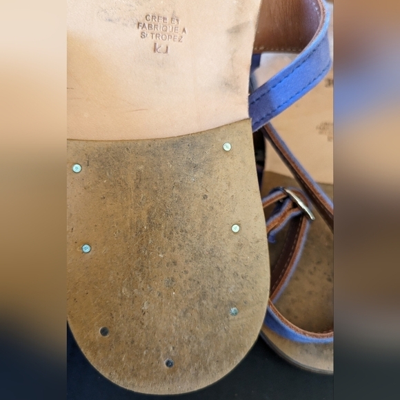 K.JAQUES ST TROPEZ Luxury Sandals, Leather, Ankle Wrap, Blue - Picture 3 of 8